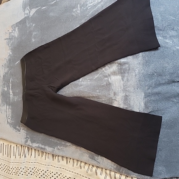 Karl Lagerfeld Wide Leg Trouser in Black with Faux Leather Waist Accent - Picture 2 of 5